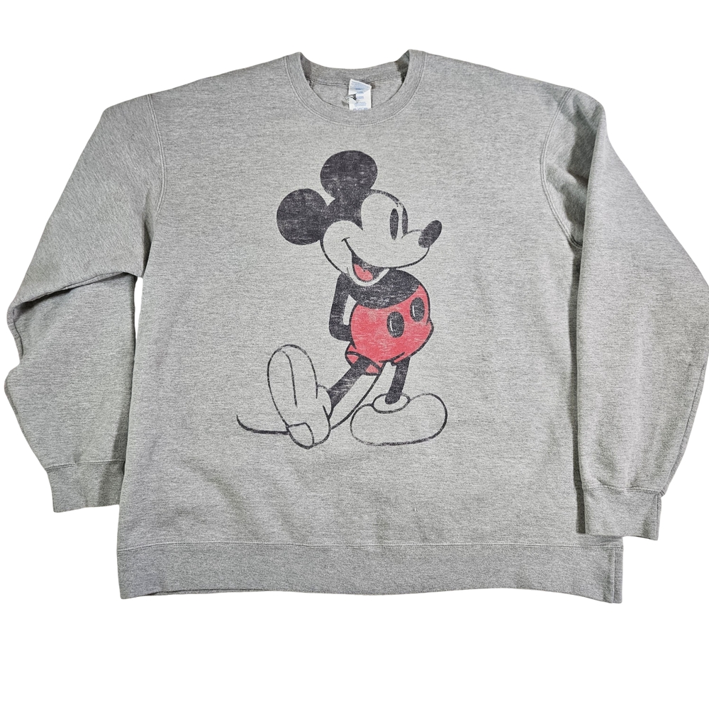 Disney Classic Crew Mickey Mouse Sweatshirt, Heather Grey, 2XL - Picture 4 of 12